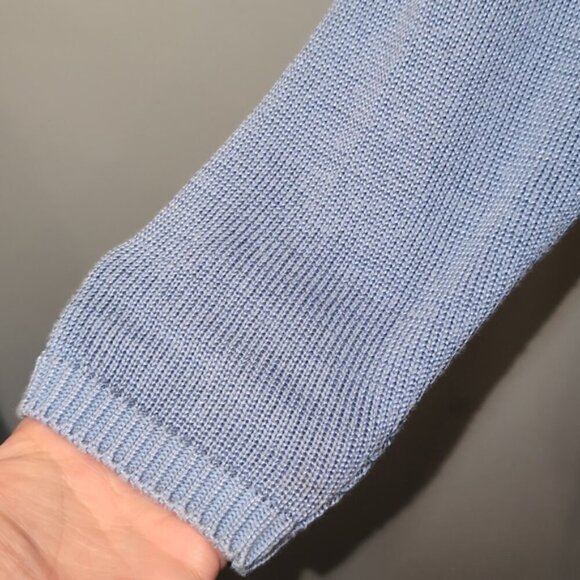 Vintage 80s Jewel Neck Sweater Knit Pullover Soft Blue Embellished Tunic - Picture 7 of 16